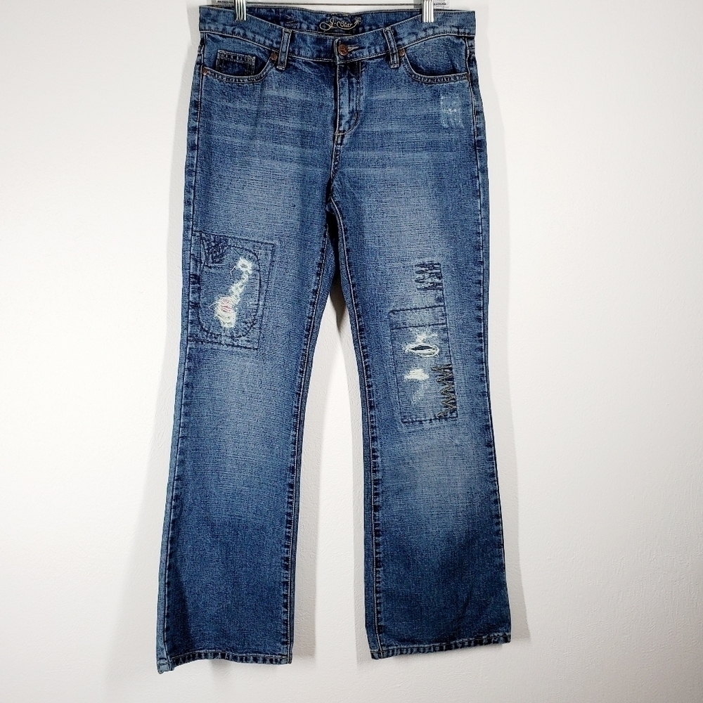 J-STAR DISTRESSED BOOTCUT JEANS